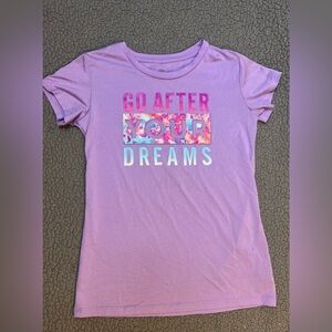 Champion Short Sleeve T Shirt Girls Size Large 10/12 Purple Go After Your Dreams